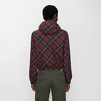 Cropped Reversible Check Hooded Jacket in Poppy red - Women, Nylon | Burberry® Official
