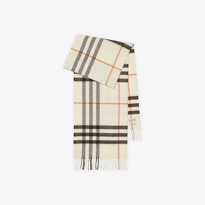 Check Cashmere Scarf in Pebble | Burberry® Official