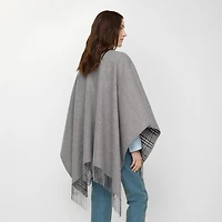 Reversible Check Wool Cape in Grey | Burberry® Official