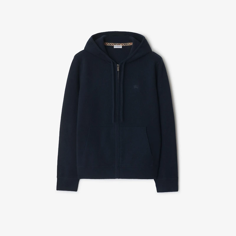 Cashmere Blend Zip Hoodie in Navy - Men | Burberry® Official