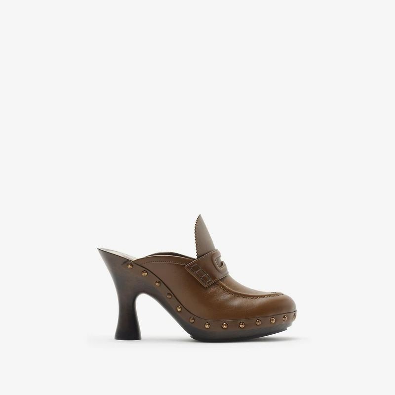 Leather Potter Clogs in Splinter - Women | Burberry® Official