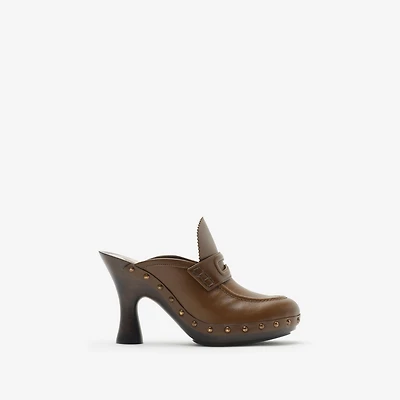 Leather Potter Clogs in Splinter - Women | Burberry® Official