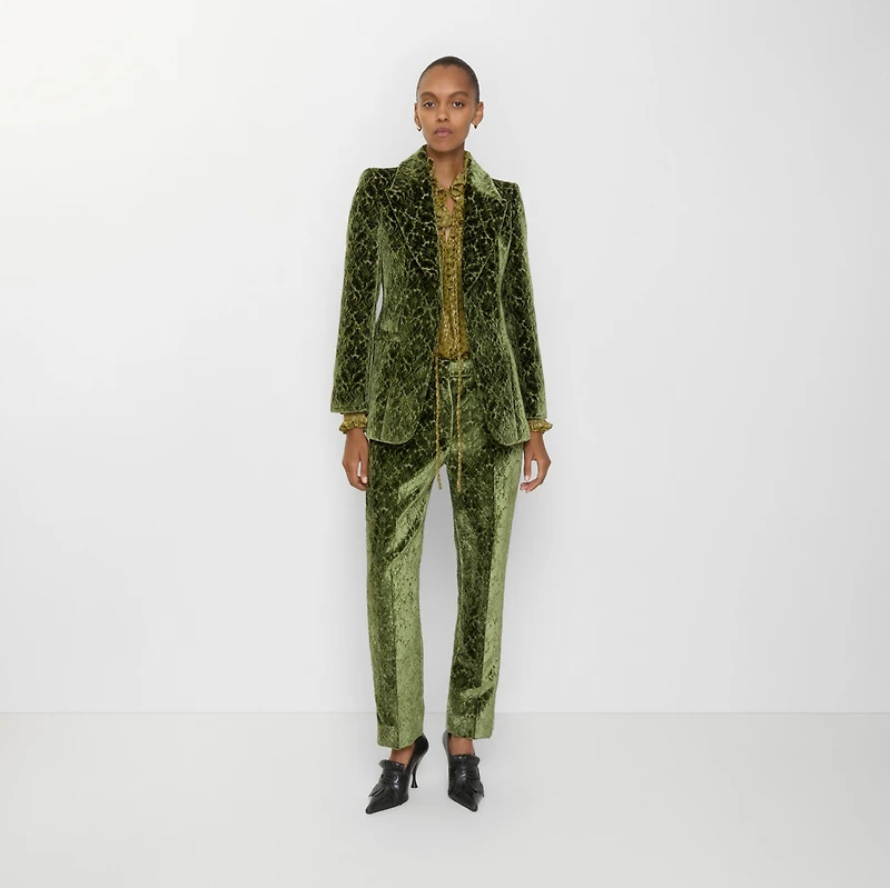 Baroque Velvet Tailored Trousers in Green - Women | Burberry® Official