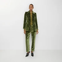 Baroque Velvet Tailored Trousers in Green - Women | Burberry® Official