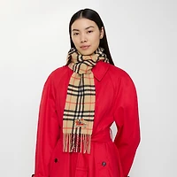 Narrow Check Cashmere Scarf in Sand beige | Burberry® Official