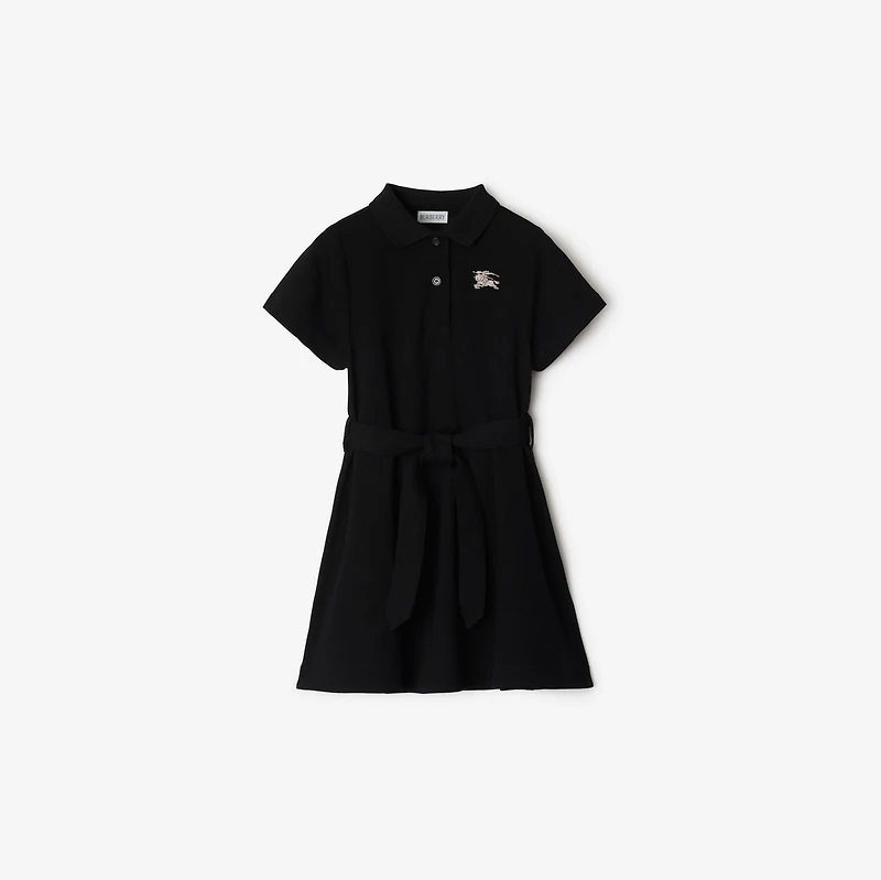 Cotton Polo Shirt Dress in Black | Burberry® Official