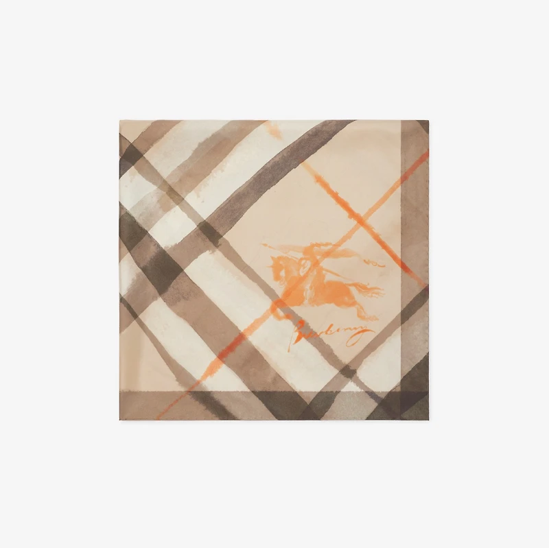 Watercolour Check Silk Scarf in Birch | Burberry® Official