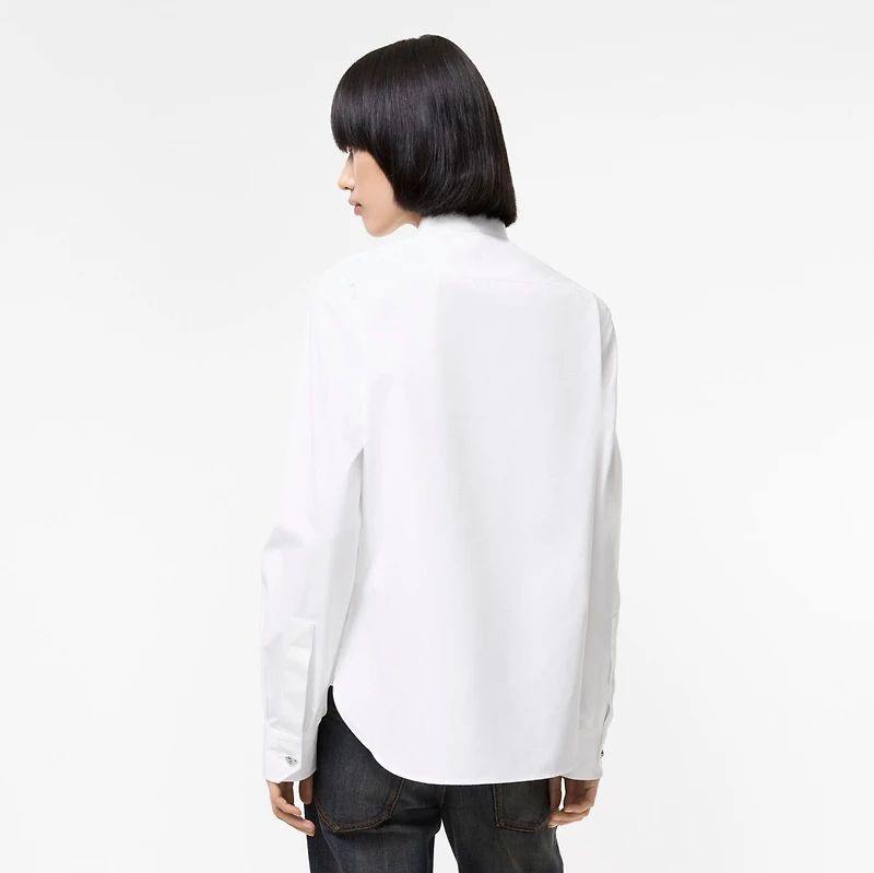 Classic Fit Grosgrain Trim Cotton Shirt in Optic white - Women | Burberry® Official