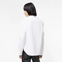 Classic Fit Grosgrain Trim Cotton Shirt in Optic white - Women | Burberry® Official