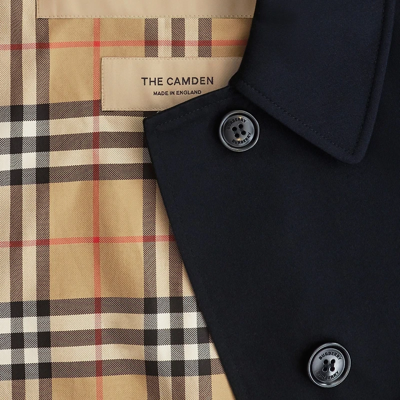 Mid-length Camden Heritage Car Coat in Coal blue - Men, Cotton Gabardine | Burberry® Official