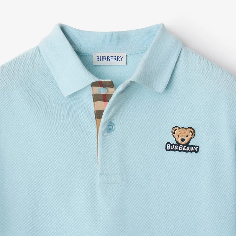 Cotton Polo Shirt in Cloud blue | Burberry® Official