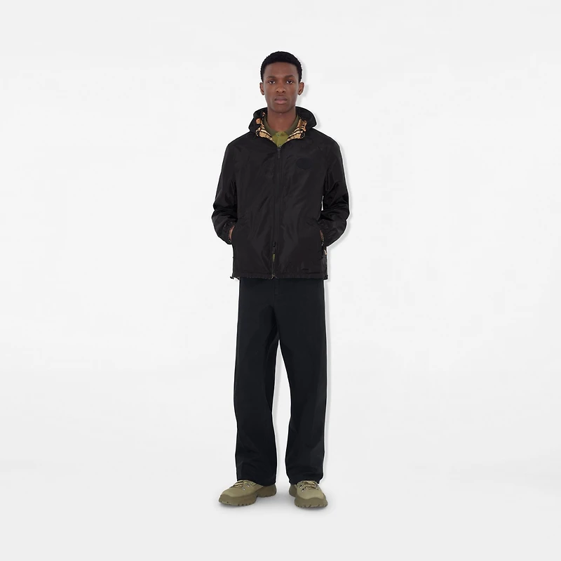 Reversible Check Hooded Jacket in Sand beige - Men, Nylon | Burberry® Official