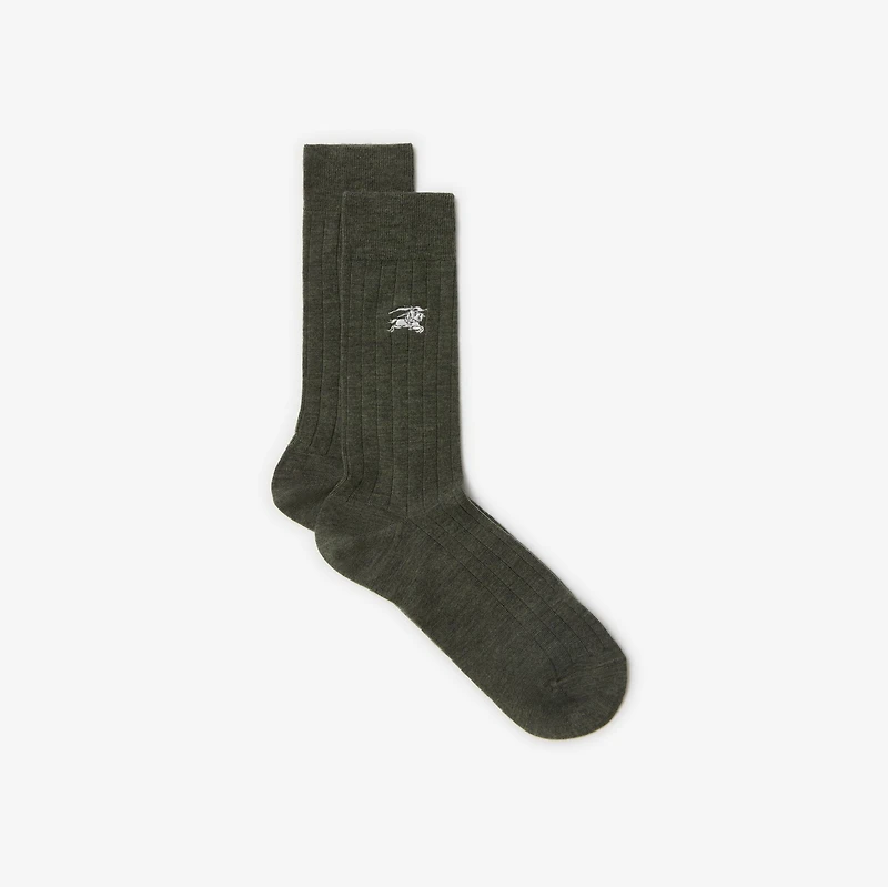 Wool Blend Socks in Green | Burberry® Official