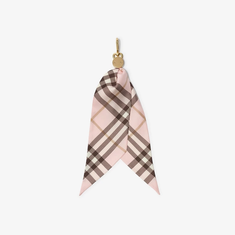 Check Silk Scarf Charm in Pink - Women | Burberry® Official