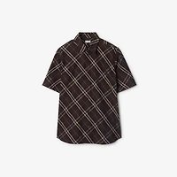 Relaxed Fit Check Cotton Shirt in Truffle brown - Men | Burberry® Official