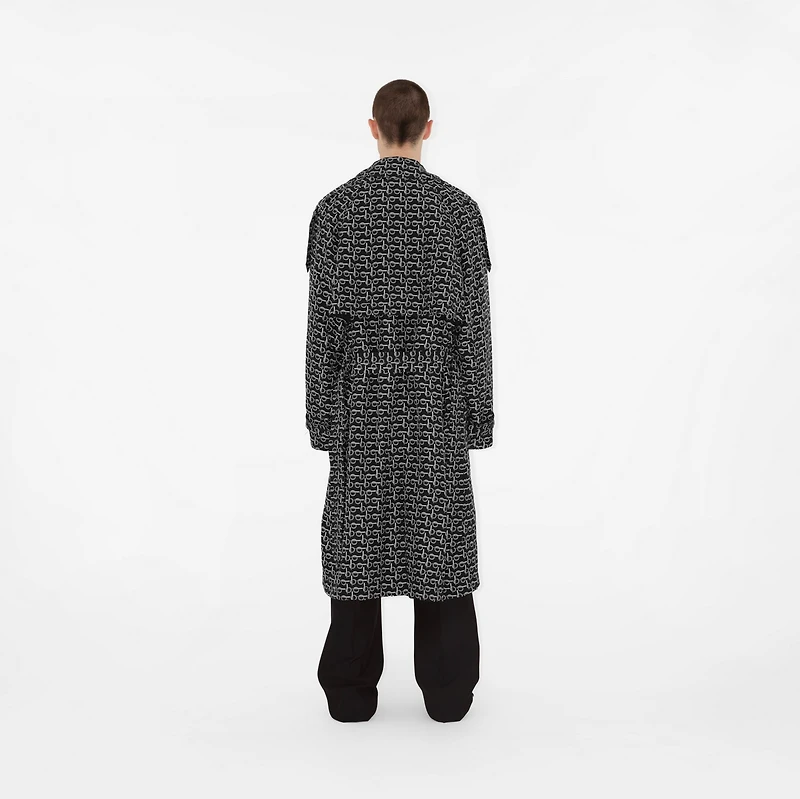 Long Silk Trench Coat in Silver/black - Men | Burberry® Official