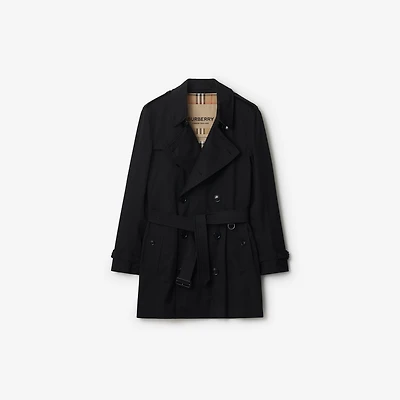 Short Kensington Heritage Trench Coat in Black - Men, Cotton Gabardine | Burberry® Official