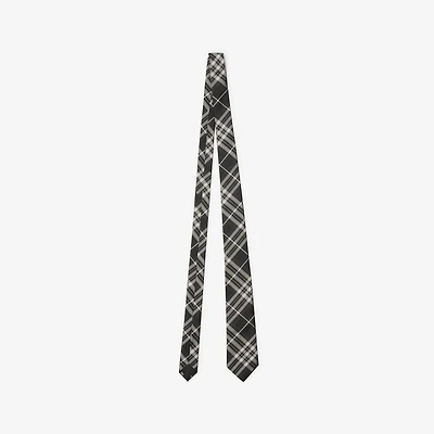 Check Silk Tie in Black/white - Men | Burberry® Official