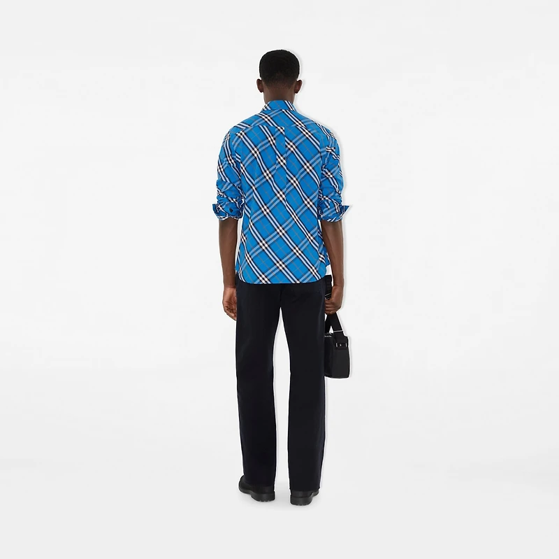 Regular Fit Check Cotton Shirt in Hyacinth blue