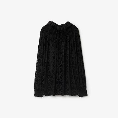 Baroque Silk Blend Velvet Blouse in Black - Women | Burberry® Official
