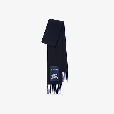 Check Label Cashmere Scarf in Bugle blue | Burberry® Official