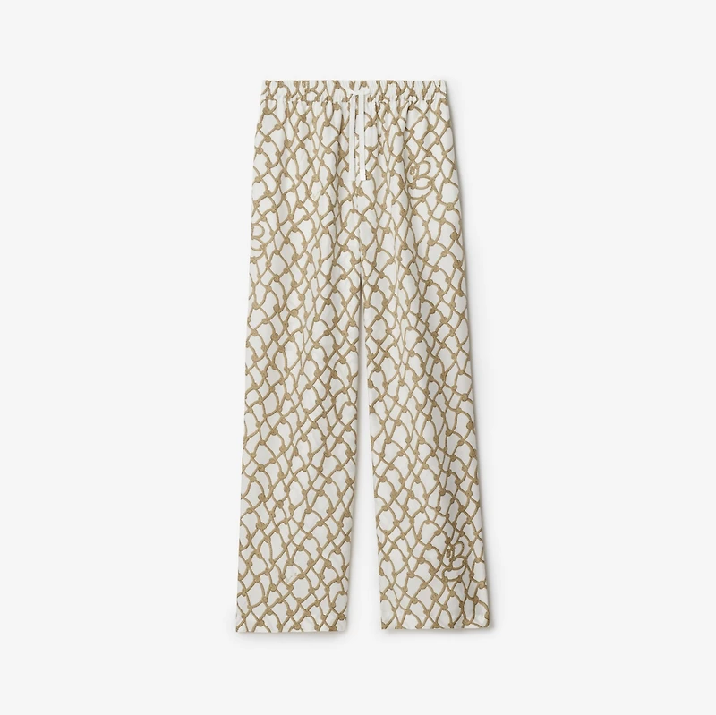 Knot Silk Trousers in Thatch - Women | Burberry® Official