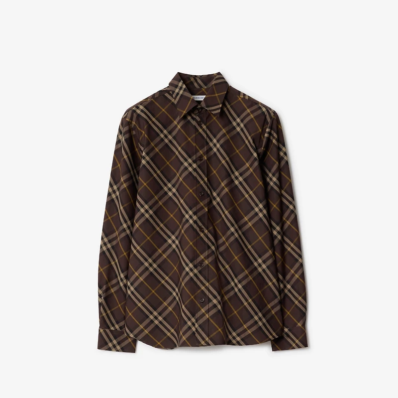 Relaxed Fit Check Cotton Shirt in Truffle brown - Men | Burberry® Official