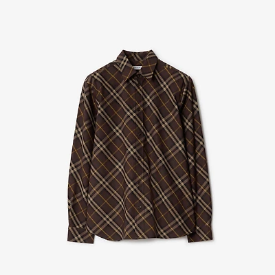 Relaxed Fit Check Cotton Shirt in Truffle brown - Men | Burberry® Official