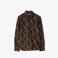 Relaxed Fit Check Cotton Shirt in Truffle brown - Men | Burberry® Official