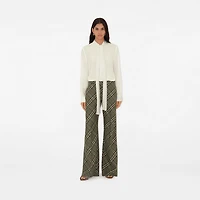 Check Wool Tailored Trousers in Crater - Women | Burberry® Official