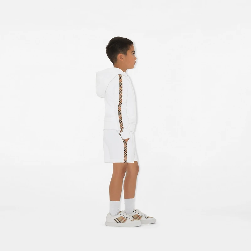Check Trim Cotton Shorts in White | Burberry® Official