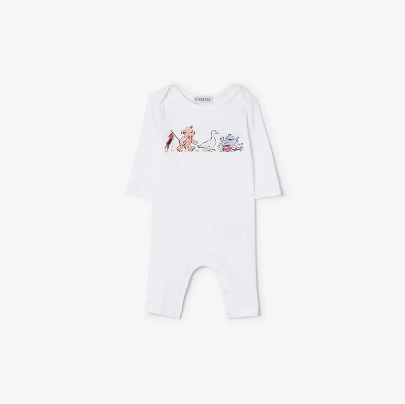 Thomas Bear & Friends Stretch Cotton Jumpsuit in White - Children | Burberry® Official