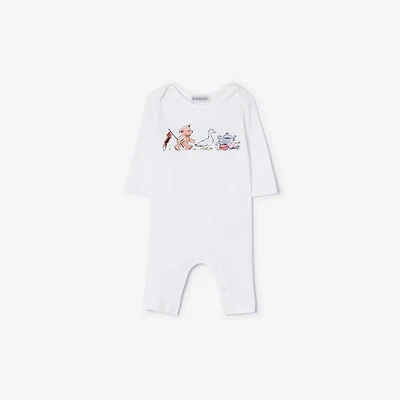 Thomas Bear & Friends Stretch Cotton Jumpsuit in White - Children | Burberry® Official