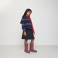 Pleated Cotton Blend Skirt in Storm blue | Burberry® Official