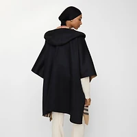 Cashmere Hooded Cape in Black/archive beige | Burberry® Official