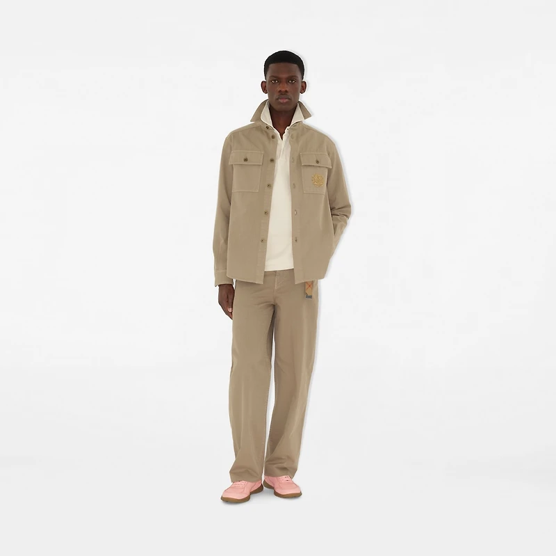 B Crest Cotton Overshirt in Quill - Men | Burberry® Official