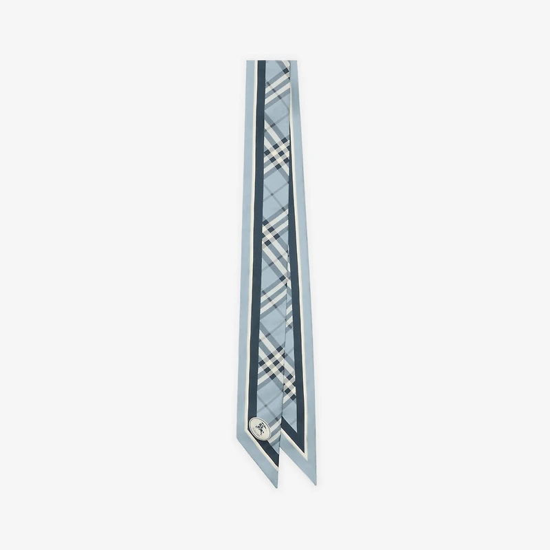 Skinny Check Silk Scarf in Bank blue | Burberry® Official