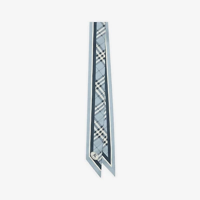 Skinny Check Silk Scarf in Bank blue | Burberry® Official
