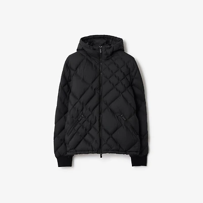 Check-stitch Nylon Doversgreen Puffer Jacket in Black - Men | Burberry® Official