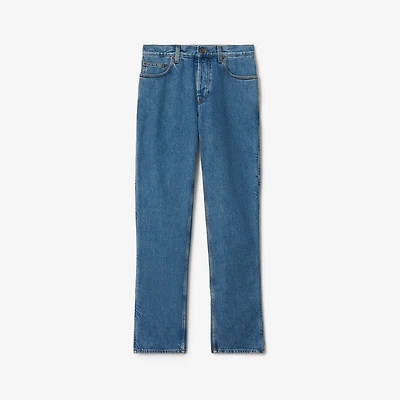 Mid-rise Straight Jeans in Mid blue - Women, Cotton | Burberry® Official