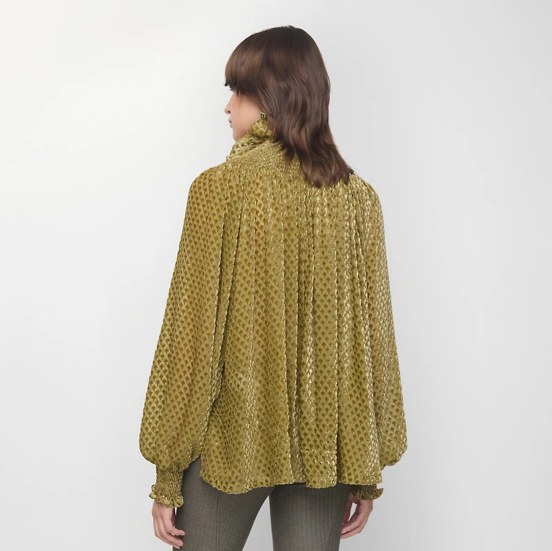 Torch Silk Blend Velvet Blouse in Cricket yellow - Women | Burberry® Official