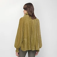Torch Silk Blend Velvet Blouse in Cricket yellow - Women | Burberry® Official