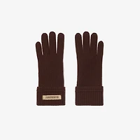 Logo Patch Wool Blend Gloves in Treacle brown - Men | Burberry® Official