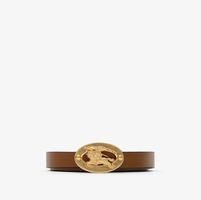 Thin Reversible Leather Knight Stamp Belt in Black/hazel - Women | Burberry® Official