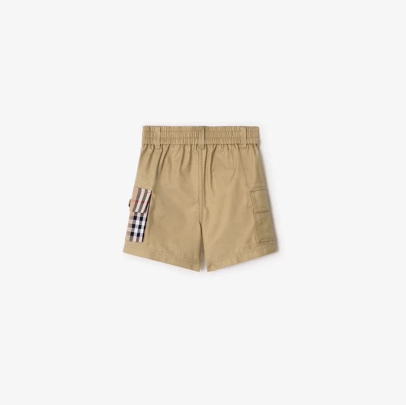 Check Trim Cotton Cargo Shorts in Sand beige | Burberry® Official