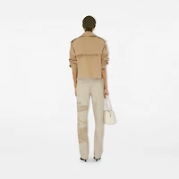 Cropped Gabardine Trench Jacket in Honey - Women, Cotton | Burberry® Official