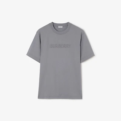 Logo Cotton T-shirt in Forecast grey - Men | Burberry® Official
