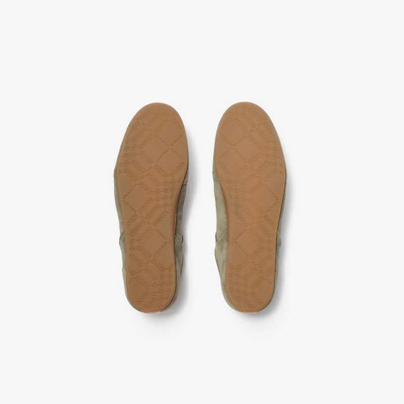 Suede Knight Runner Sneakers​ in Airforce green/tawny beige - Men | Burberry® Official