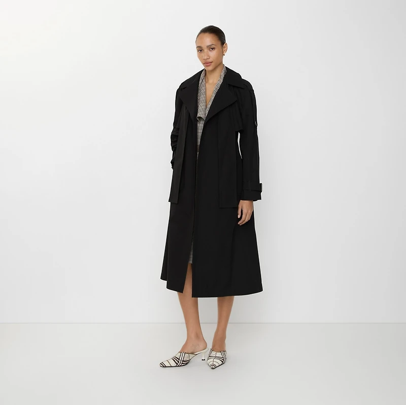 Long Canvas Trerose Trench Coat in Black - Women | Burberry® Official