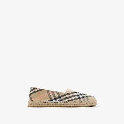 Check Mews Espadrilles​ in Sand - Men, Linen | Burberry® Official